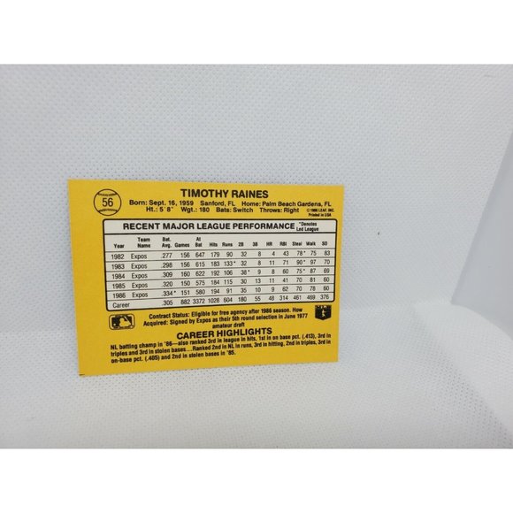 Donruss 87 Jeff Reardon, Tim Raines Hubie Brooks Expos 4 Baseball Card Bundle - Picture 8 of 10